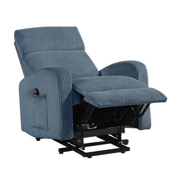 English Elm Contemporary Power Lift Chair Recliner with Plush Corduroy, Foam-Over-Coil Support & Side Pocket Blue 31 L x 29 W x 24 H B011P395833