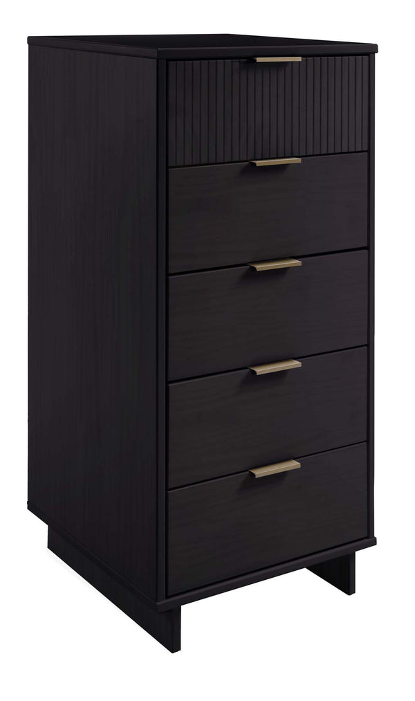 English Elm Granville 5-Drawer Modern Chest In Black With Gold Accents For Stylish Storage & Organization B365S00069