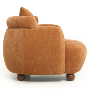 English Elm Nordic Chenille Bucket Chair Deep Cushioned Seat for Living Room Reading Lounge Brown Yellow W2901P489490