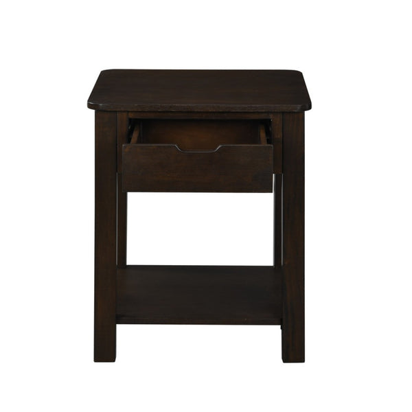 English Elm Flora Dark Brown Mdf End Table with Drawer and Open Shelf for Modern Living B06178596