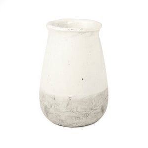 Zentique Distressed White Bowl with Handcrafted Stoneware Finish — Rustic Farmhouse Centerpiece for Serving W13 x H20 x D13 9801L A25A