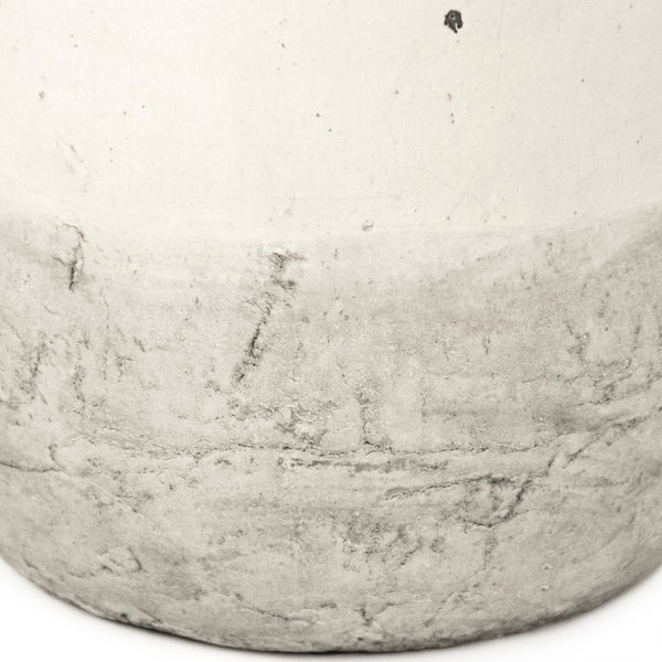Zentique Distressed White Bowl with Handcrafted Stoneware Finish — Rustic Farmhouse Centerpiece for Serving W13 x H20 x D13 9801L A25A