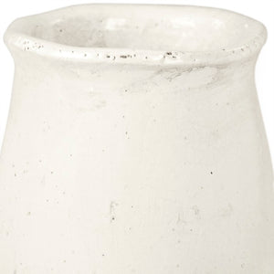 Zentique Distressed White Bowl with Handcrafted Stoneware Finish — Rustic Farmhouse Centerpiece for Serving W13 x H20 x D13 9801L A25A