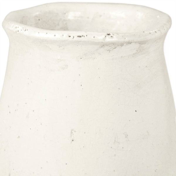 Zentique Distressed White Bowl with Handcrafted Stoneware Finish — Rustic Farmhouse Centerpiece for Serving W13 x H20 x D13 9801L A25A