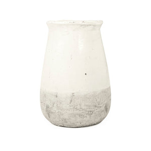 Zentique Distressed White Bowl with Handcrafted Stoneware Finish — Rustic Farmhouse Centerpiece for Serving W13 x H20 x D13 9801L A25A