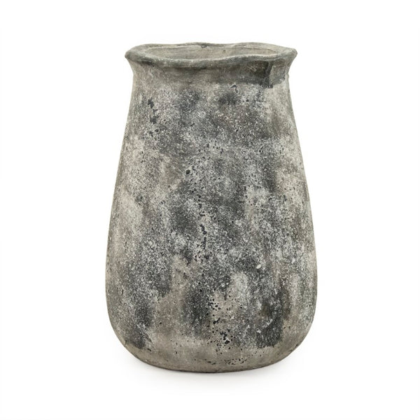 Zentique Distressed Vase with Weathered Stoneware Finish — Rustic-Chic Accent for Dried Flowers & Decor (98) W13 x H20 x D13 9801L A866