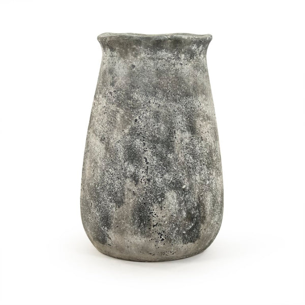 Zentique Distressed Vase with Weathered Stoneware Finish — Rustic-Chic Accent for Dried Flowers & Decor (98) W13 x H20 x D13 9801L A866