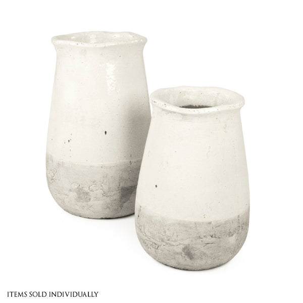 Zentique Distressed White Bowl with Handcrafted Stoneware Finish — Rustic Farmhouse Centerpiece for Serving W10.5 x H16 x D10.5 9801S A25A
