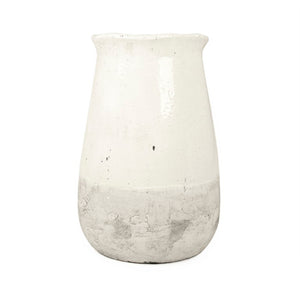 Zentique Distressed White Bowl with Handcrafted Stoneware Finish — Rustic Farmhouse Centerpiece for Serving W10.5 x H16 x D10.5 9801S A25A