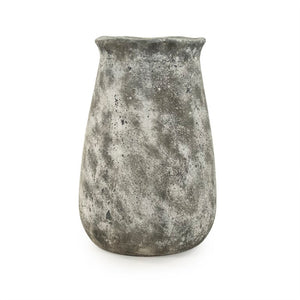 Zentique Distressed Vase with Weathered Stoneware Finish — Rustic-Chic Accent for Dried Flowers & Decor (98) W10.5 x H16 x D10.5 9801S A866