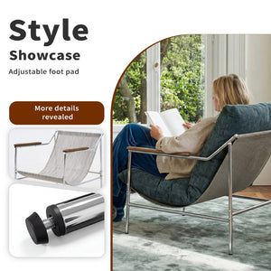 English Elm Accent Sling Chair Mid Century Modern Upholstered Fabric Seat for Living Room Bedroom W3851P452791