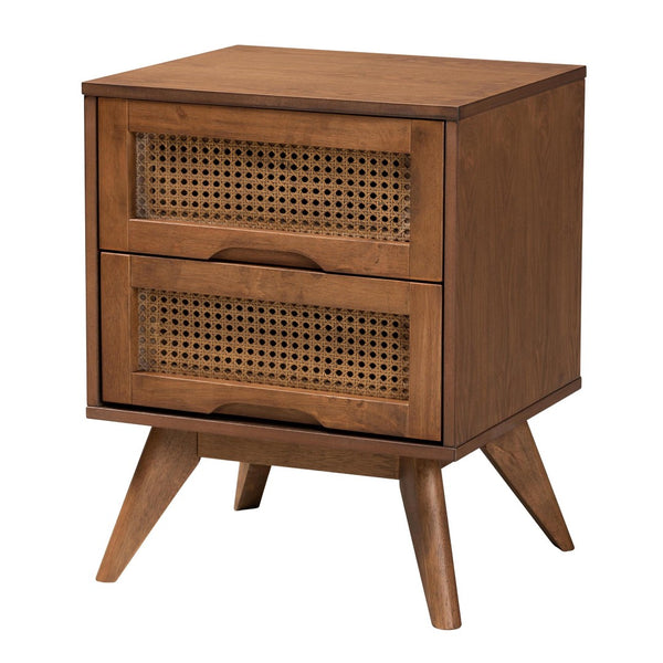 Baxton Studio Baxton Studio Mid-Century Modern Bedroom Set with Walnut Finish, Rattan Accents & Ample Storage Melora Queen 5-Piece MG0004-Ash Walnut-Queen 5PC Bedroom Set