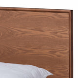 Baxton Studio Melora Mid-Century Modern Walnut Brown Finished Wood and Rattan Full Size 5-Piece Bedroom Set