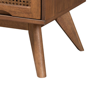 Baxton Studio Baxton Studio Mid-Century Modern Walnut Brown Wood and Rattan Bedroom Set for Stylish Sleep Spaces Melora King MG0004-Ash Walnut-King 4PC Bedroom Set