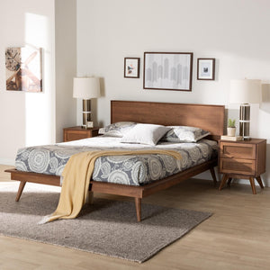 Baxton Studio Baxton Studio Mid-Century Modern Walnut Brown Wood and Rattan Bedroom Set for Stylish Sleep Spaces Melora King 3-Piece MG0004-Ash Walnut-King 3PC Bedroom Set