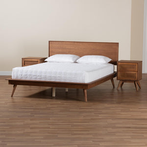 Baxton Studio Baxton Studio Mid-Century Modern Walnut Brown Wood and Rattan Bedroom Set for Stylish Sleep Spaces Melora King 3-Piece MG0004-Ash Walnut-King 3PC Bedroom Set