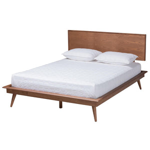 Baxton Studio Baxton Studio Mid-Century Modern Walnut Brown Wood and Rattan Bedroom Set for Stylish Sleep Spaces Melora King 3-Piece MG0004-Ash Walnut-King 3PC Bedroom Set