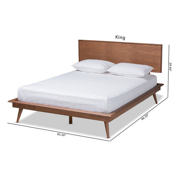 Baxton Studio Baxton Studio Karine Mid-Century King Platform Bed in Walnut Brown - Stylish, Durable Design & Support MG0004-Ash Walnut-King