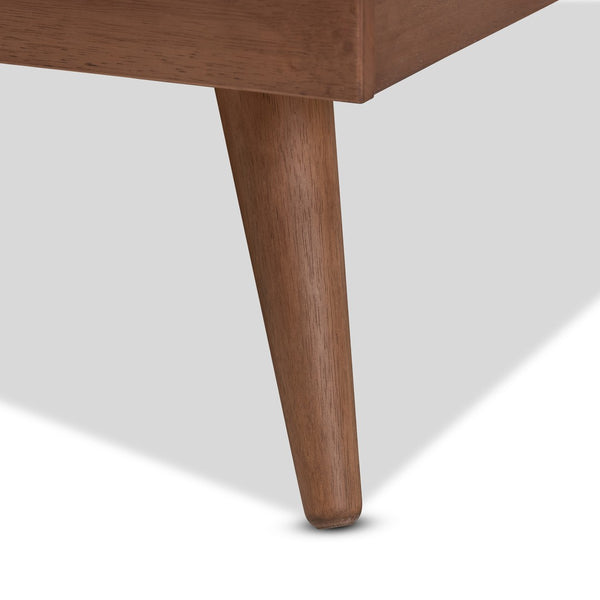 Baxton Studio Baxton Studio Mid-Century Modern Walnut Brown Platform Bed with Floating Headboard & Tapered Legs Karine MG0004-Ash Walnut-Queen