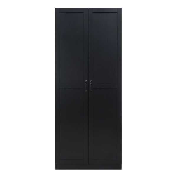 English Elm Hopkins 30" Storage Cabinet Black with 7 Shelves, Soft-Close Doors, Geometric Design, Space-Saving B365P397851