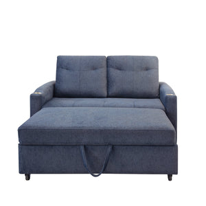 English Elm Modern Velvet Loveseat Sofa Bed with USB Charging, Storage Pockets, Toss Pillows & Reclining Backrest W1183S00013