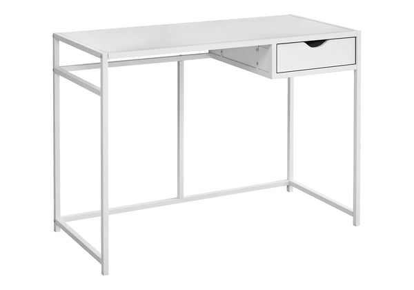 English Elm Computer Desk with 2 Storage Drawers and Metal Base, 48" Work Surface, Stone-Look Laminate, Modern Design White 44 L x 22 W x 5 H B2710P219847