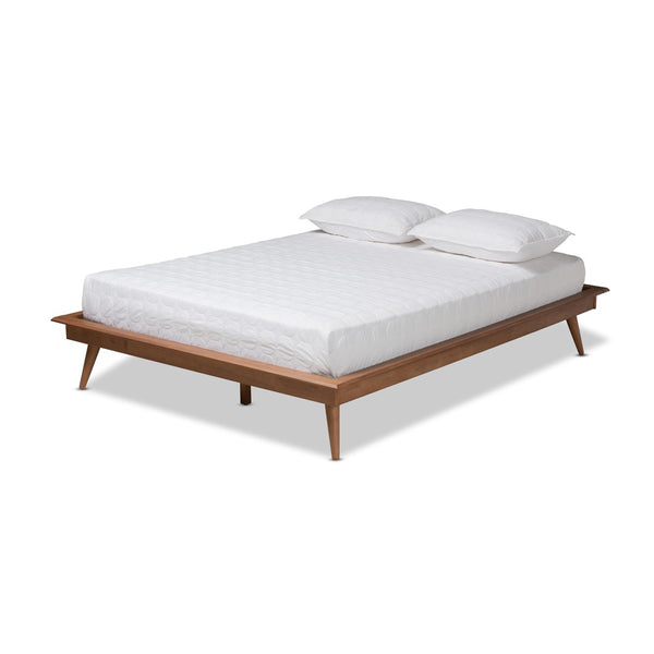 Baxton Studio Baxton Studio Mid-Century Modern Walnut Brown Platform Bed Frame for Stylish Bedroom Decor Upgrade Karine King MG0004-Ash Walnut-King-Frame