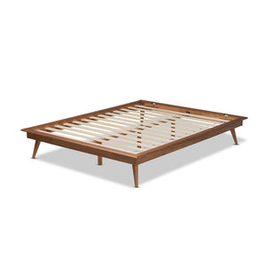 Baxton Studio Baxton Studio Mid-Century Modern Walnut Brown Platform Bed Frame for Stylish Bedroom Decor Upgrade Karine King MG0004-Ash Walnut-King-Frame