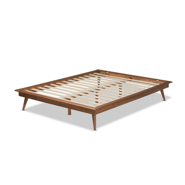 Baxton Studio Baxton Studio Mid-Century Modern Walnut Brown Platform Bed Frame for Stylish Bedroom Decor Upgrade Karine King MG0004-Ash Walnut-King-Frame