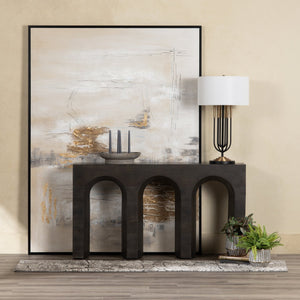 Crestview Collection Contemporary Console Table - Bold Architectural Design With Arched Base, Solid Mango Wood Finish Black Solid Wood Cvfnr4824