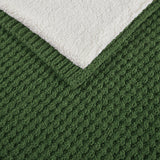 Madison Park Rowan Casual Waffle Knit Chenille Throw MP50-8273 Green