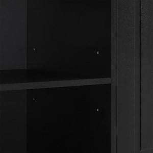 English Elm Tall Storage Cabinet with Flip-Out Basket, Adjustable Shelves & Aluminum Handles for Organized Living Black N725P322739B