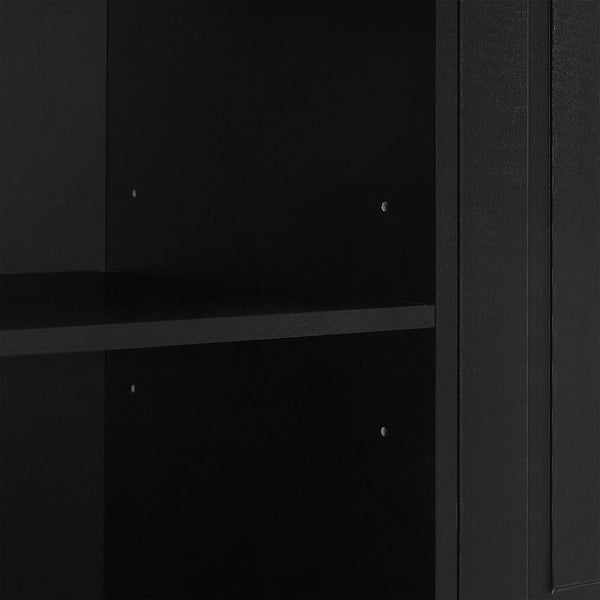 English Elm Tall Storage Cabinet with Flip-Out Basket, Adjustable Shelves & Aluminum Handles for Organized Living Black N725P322739B