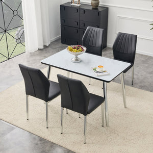 English Elm Table and Chair Set Marble Glass Top with Pu Seats Modern Dining for Apartments W1151S04645