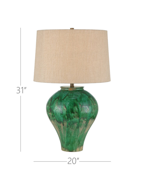 Currey & Company Blarney Green Table Lamp - Hand-thrown Porcelain With Unique Glaze, Artisan Crafted For Stylish Decor Green Porcelain 6000-1020-currey-company