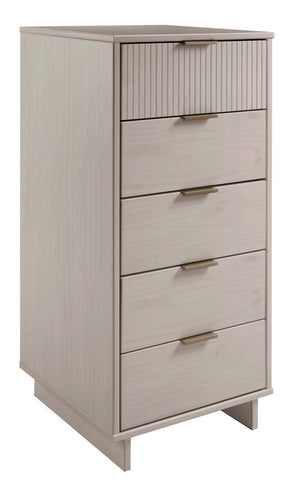 English Elm Granville 24" 5-Drawer Chest In Light Gray – Modern Solid Wood Storage With Gold Accents & Style B365S00073