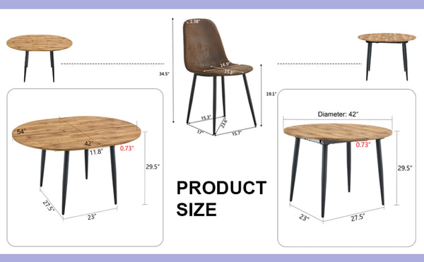 English Elm Table Modern Extendable Dining Set With Plush Chairs - Stylish, Space-Saving Design For Gatherings W1151S03941-GIGA