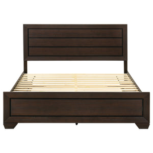 English Elm Ridgeview Dark Cocoa King Storage Panel Bed with Built-In Drawers, Slatted Ventilation & Modern Grain Finish B062S00689