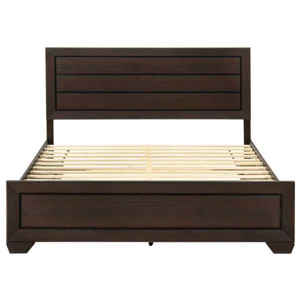 English Elm Ridgeview Dark Cocoa King Storage Panel Bed with Built-In Drawers, Slatted Ventilation & Modern Grain Finish B062S00689