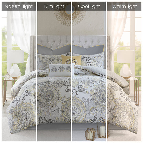 English Elm 8 Piece Cotton Floral Comforter Set - Reversible Queen Bedding With Shabby Chic Style & Safe Materials B03597283