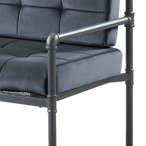 English Elm Grey Memory Foam Loveseat with Loose Back and Industrial Pipe Frame, Velvet Sandy Grey Comfortable Support B062P185737