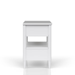 English Elm Open Nightstand with Two Drawers and Felt-Cedar Linings, Solid Wood+MDF, Custom Hardware, Durable Finish White 29.25 L x 20.5 W x 25.75 H B2699P218789