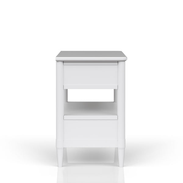 English Elm Open Nightstand with Two Drawers and Felt-Cedar Linings, Solid Wood+MDF, Custom Hardware, Durable Finish White 29.25 L x 20.5 W x 25.75 H B2699P218789