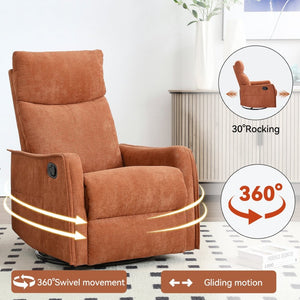 English Elm Heat Massage Rocker Recliner with Swivel Base and Vibrating Nodes for Living Room Orange W1803P251882