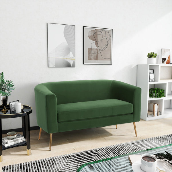 English Elm Christopher Knight Home® - LOVESEAT modern 51" two-seater with textured fabric, firm foam & sinuous springs, sleek black legs for compact spaces Retro Green 74868.00IRNFRGRN