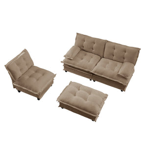 English Elm 107" Modular Cloud Sectional Chenille Deep Seat Couch with Lattice Cushions for Apartments Light Coffee W714S01707