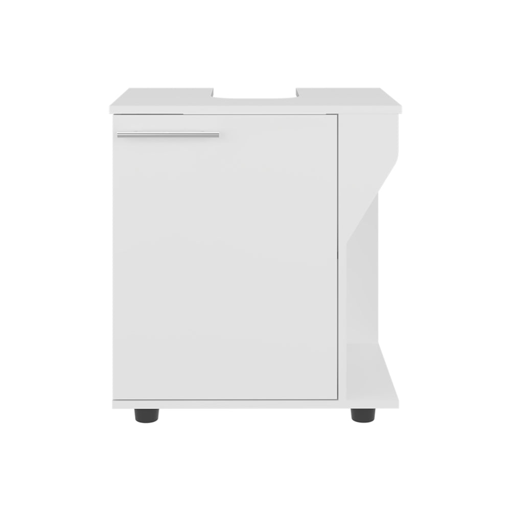 English Elm FM Jerome Under Sink Cabinet with Raised Legs and Open Shelves for Stylish, Organized Bathroom Storage White 25.9 L x 27.1 W x 4.7 H B128P380218