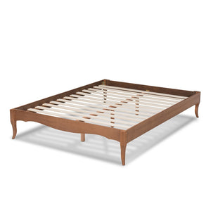 Baxton Studio Baxton Studio Vintage French-Inspired Ash Walnut Wood Bed Frame with Elegant Slatted Support Design Marieke King MG97132-Ash Walnut-King-Frame