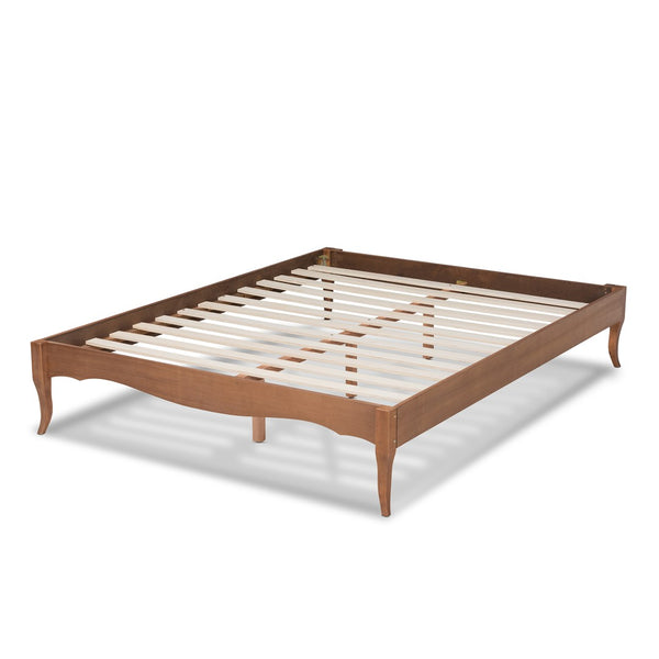 Baxton Studio Baxton Studio Vintage French-Inspired Ash Walnut Wood Bed Frame with Elegant Slatted Support Design Marieke King MG97132-Ash Walnut-King-Frame