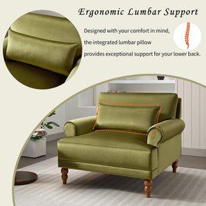English Elm Mirod Oversized Polyester Accent Chair with Column Legs and Ergonomic Lumbar Support Green N760S0000028C